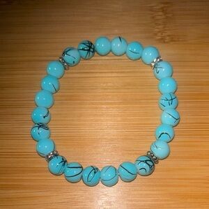 Turquoise Beaded Bracelet with Silver Accents